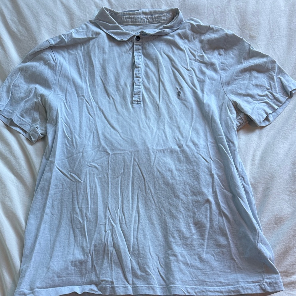 All Saints Light Blue Polo Shirt